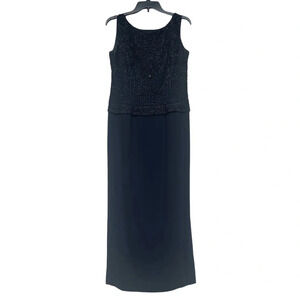 90s Vintage Simon Chang Elegant Long Formal Gown SZ 6 Beaded Classic Retro LBD